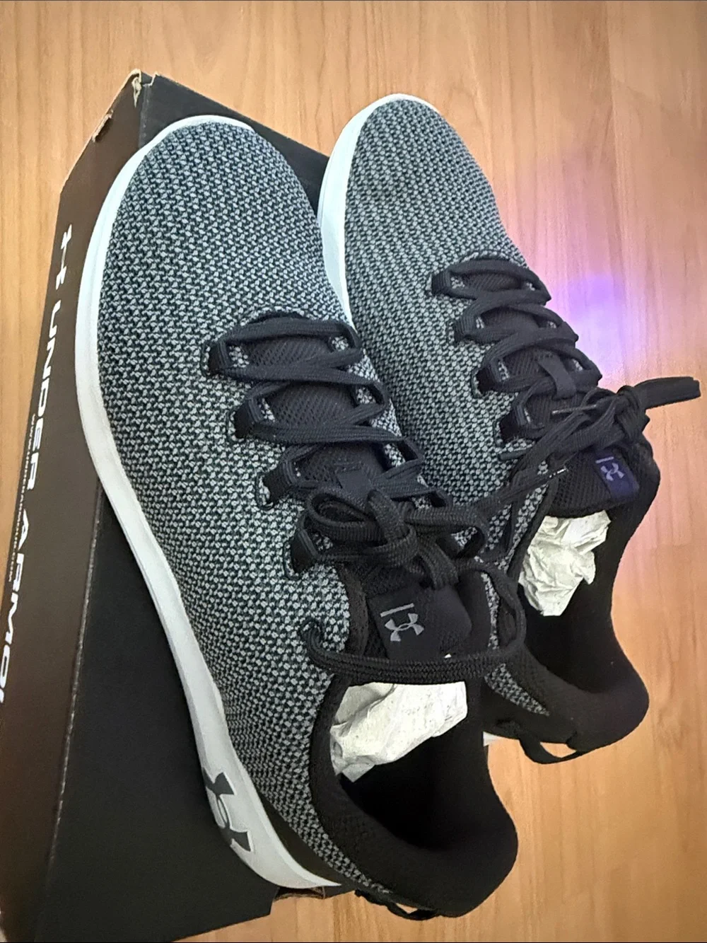 Under Armour Men’s Knit Trainer Sneakers - Black and Gray